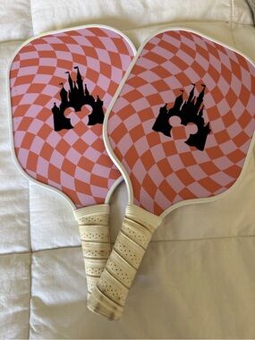 Amazon Pink Swirl Castle Pickleball Paddles - Set of 2